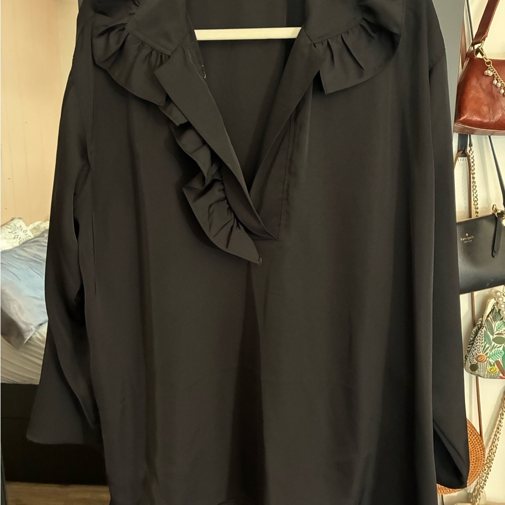 H&M Black Ruffle Detail Blouse